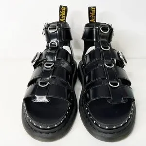 Dr.Martens MACKAYE HARDWARE サンダル UK4 Mackaye Leather Strap Sandals in Black Buttero | Dr. Martens